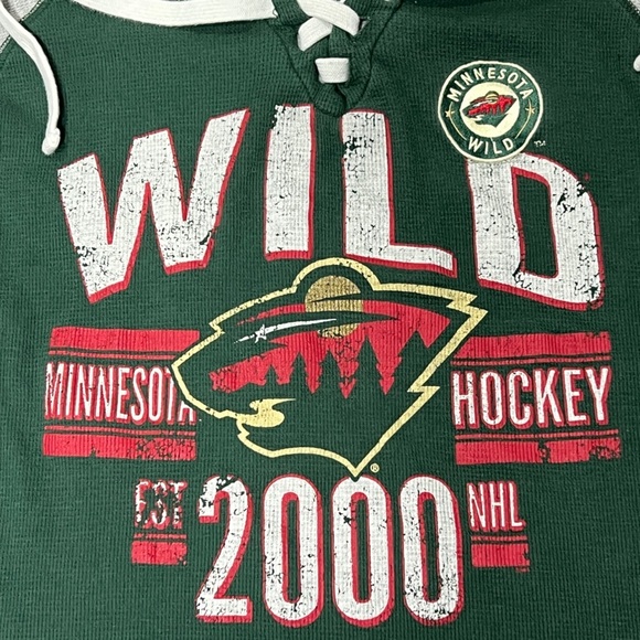 Minnesota Wild Retro NHL Hockey Thermal Large Long Sleeve Shirt Mens - Picture 2 of 5